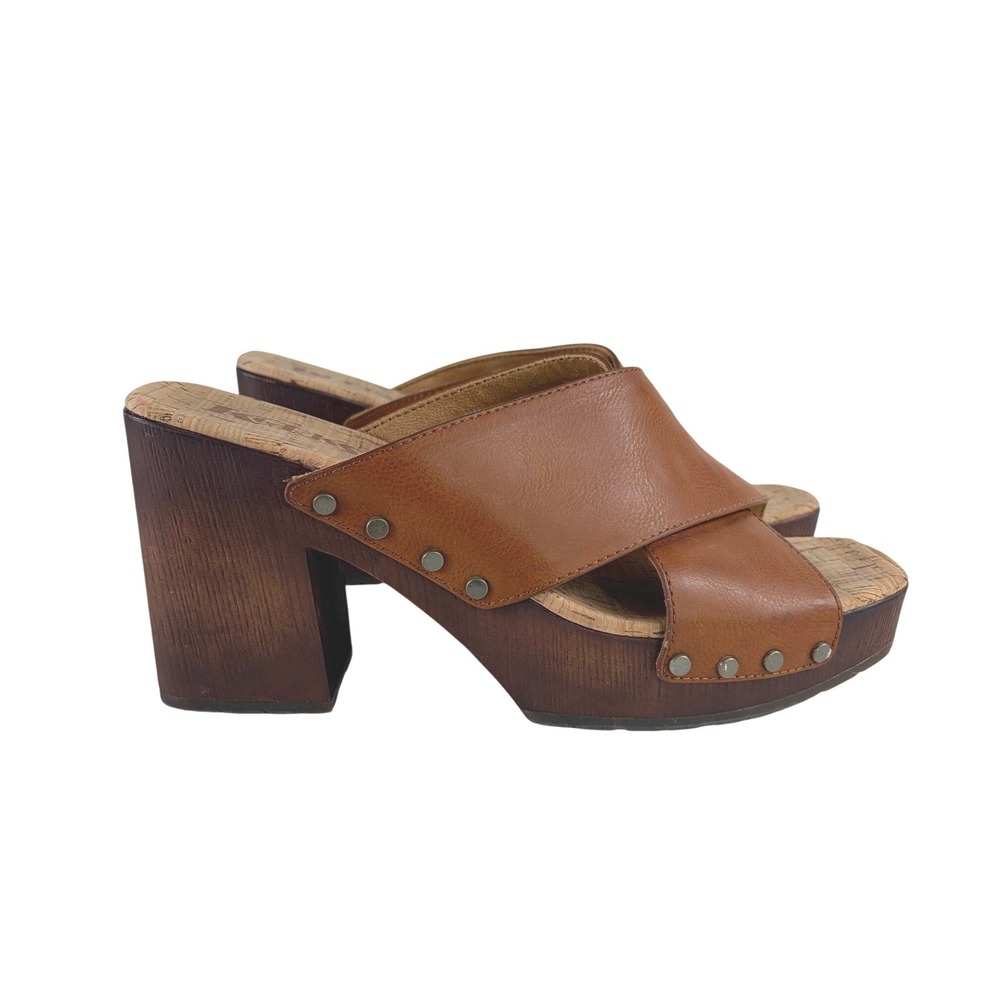 Korks Lynda Tan Studded Platform Heel Sandal Size 11 Boho Vacation Summer